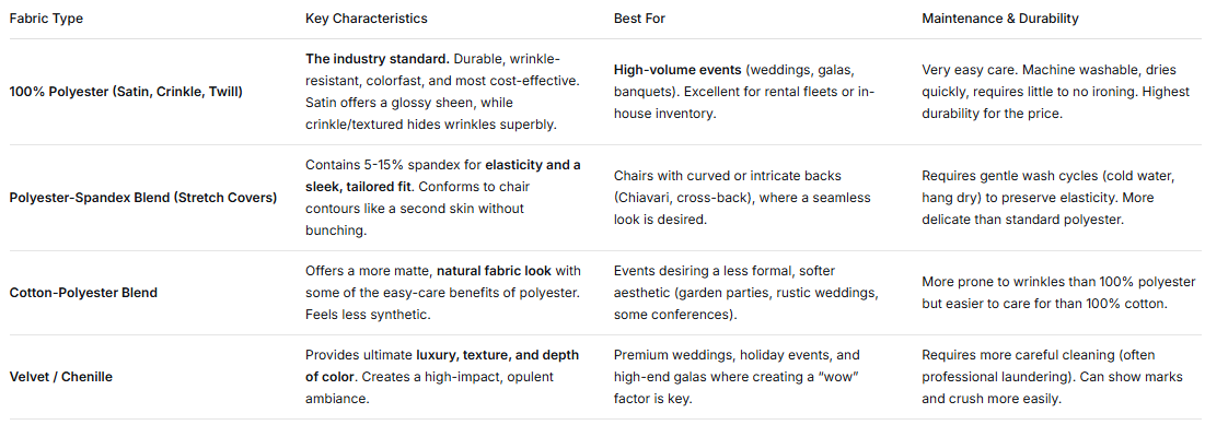 Chair Cover Buying Guide for Hotels Fabric, Fit and Styles for Every Event