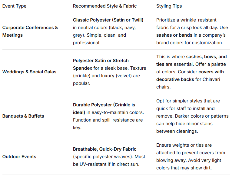 Hotel Chair Cover Buying Guide for Hotels Fabric Linens