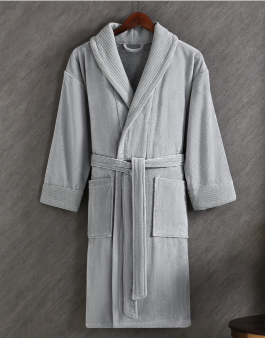 cotton velvet bathrobe for luxury hotel branding with logo