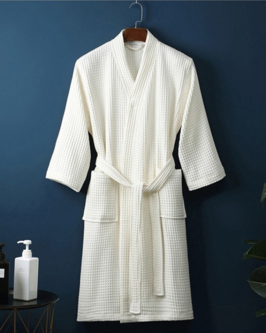 cotton waffle bathrobe for hotel and resort use