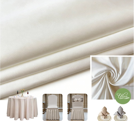 Durable polyester fabric for hotel chair covers tablecloth and napkins
