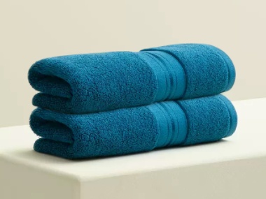Hotel hand towel blue color ulen bath linen supplier