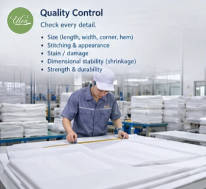 Quality Control for hotel linens with bedding, bath and table linens
