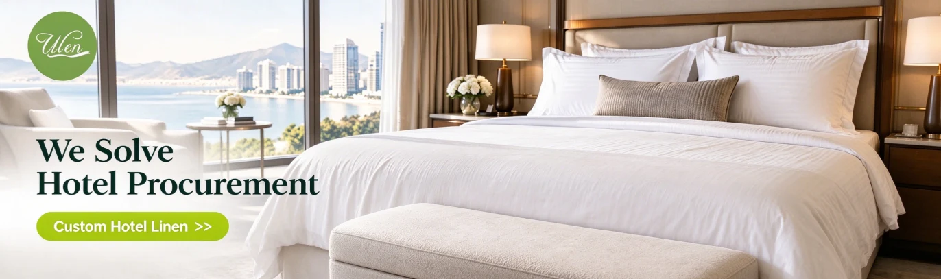 Ulen customs hotel linens with sizes, fabrics, colors, labels, embroidery and packaging