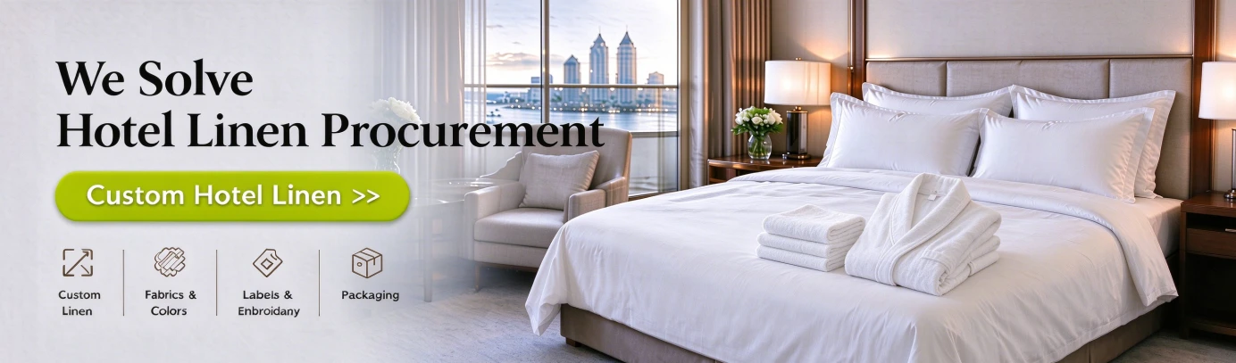 Ulen linen Custom Hotel Linen with sizes, fabrics, colors, labels, embroidery and packaging