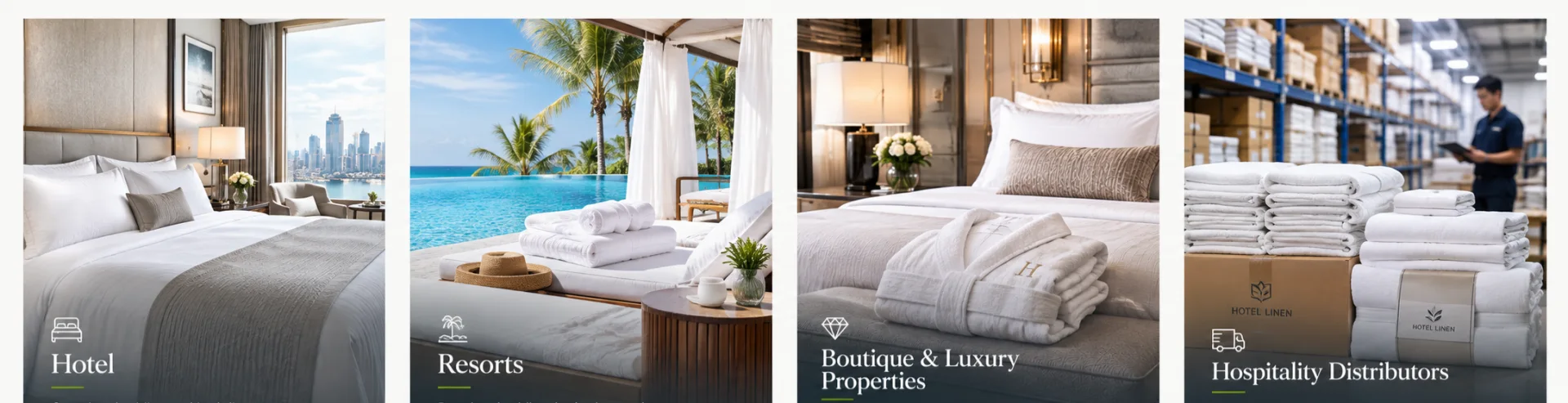 Ulen linen Custom sizes, fabrics, colors, labels, embroidery and packaging for hotel, resort, boutique hotel and hospitality distributors