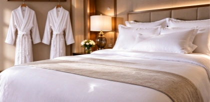 Ulen linen project cases with hotel bathrobe and bedding for Australia country