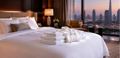 Ulen linen project cases with hotel bedding and bathrobe for UAE country