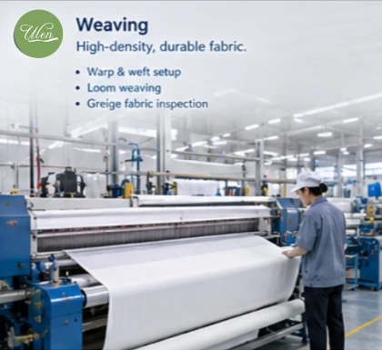 Weaving process of hotel linen production - Ulen