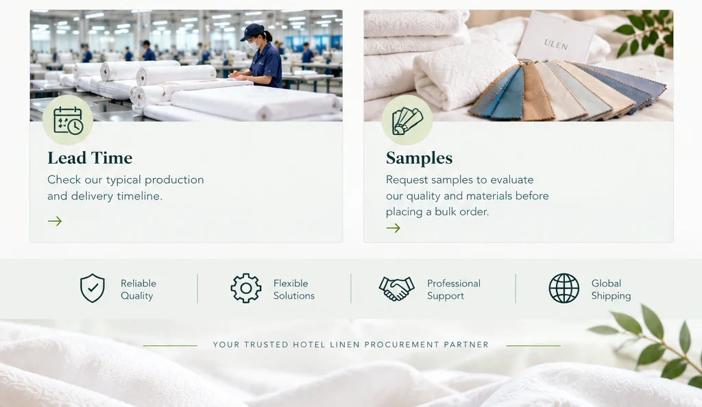 Ulen hotel linens FAQ bedding, towel and bathrobes lead time, samples Ulen hotel linens FAQ bedding, towel and bathrobes lead time, samples