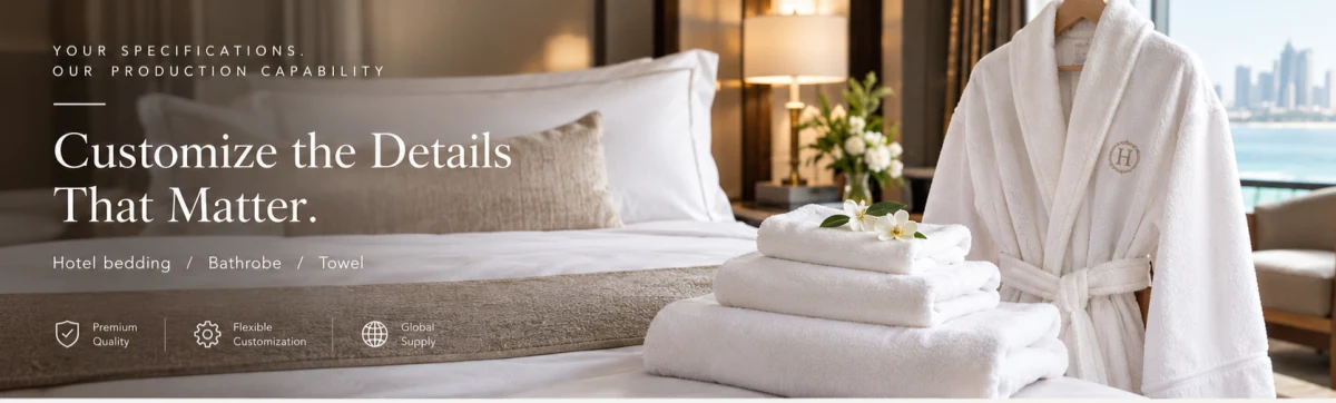 Ulen linen customize the hotel bedding, bathrobe and towels details