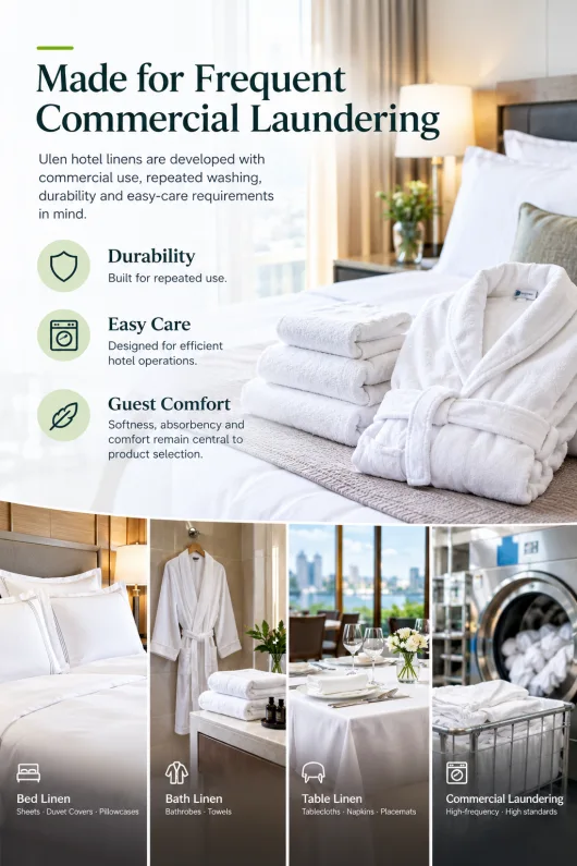 Ulen linen supplier is developed with commercial use, repeated washing, durability and easy-care